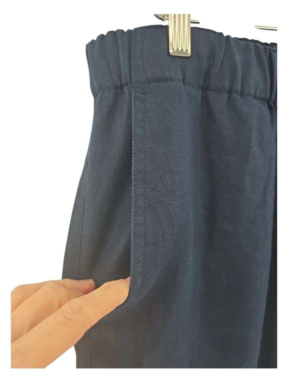 Quince NWOT 100% Linen Pant Size Medium in Navy Drawstring Waist Straight Leg